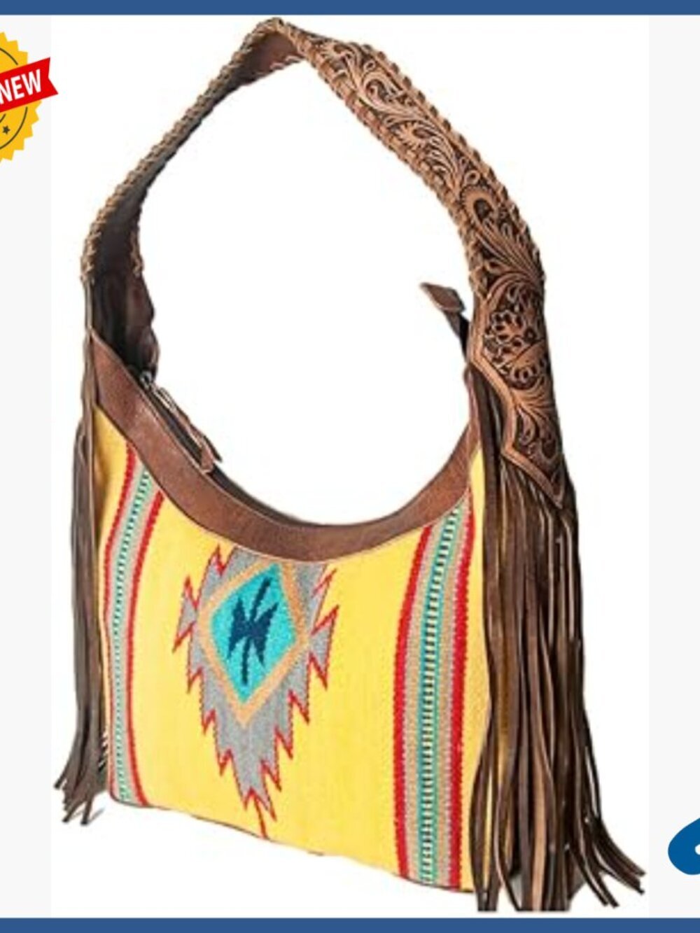 Genuine Leather Hobo Bag with Fringes, Western Style, 13x17 Inches